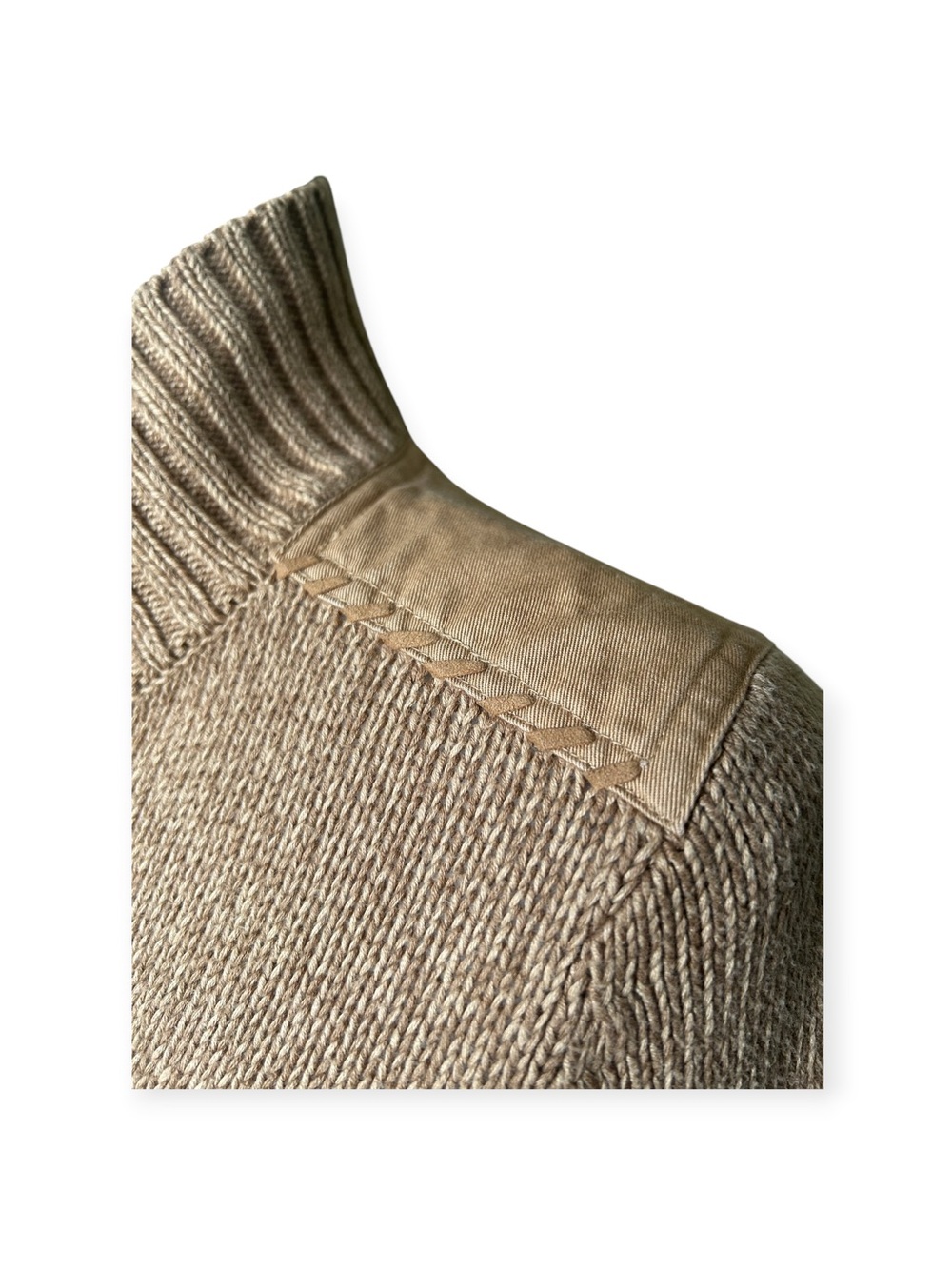 Ralph Lauren Vintage knit Cardigan Sweater – Camel with Suede Pockets - L - Picture 4 of 12